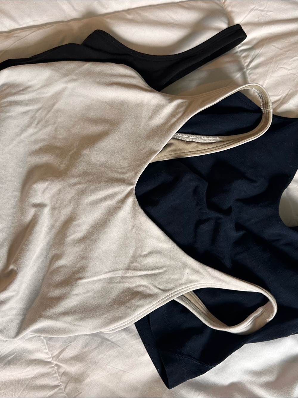 lululemon athletica Beige and Black Tank Tops